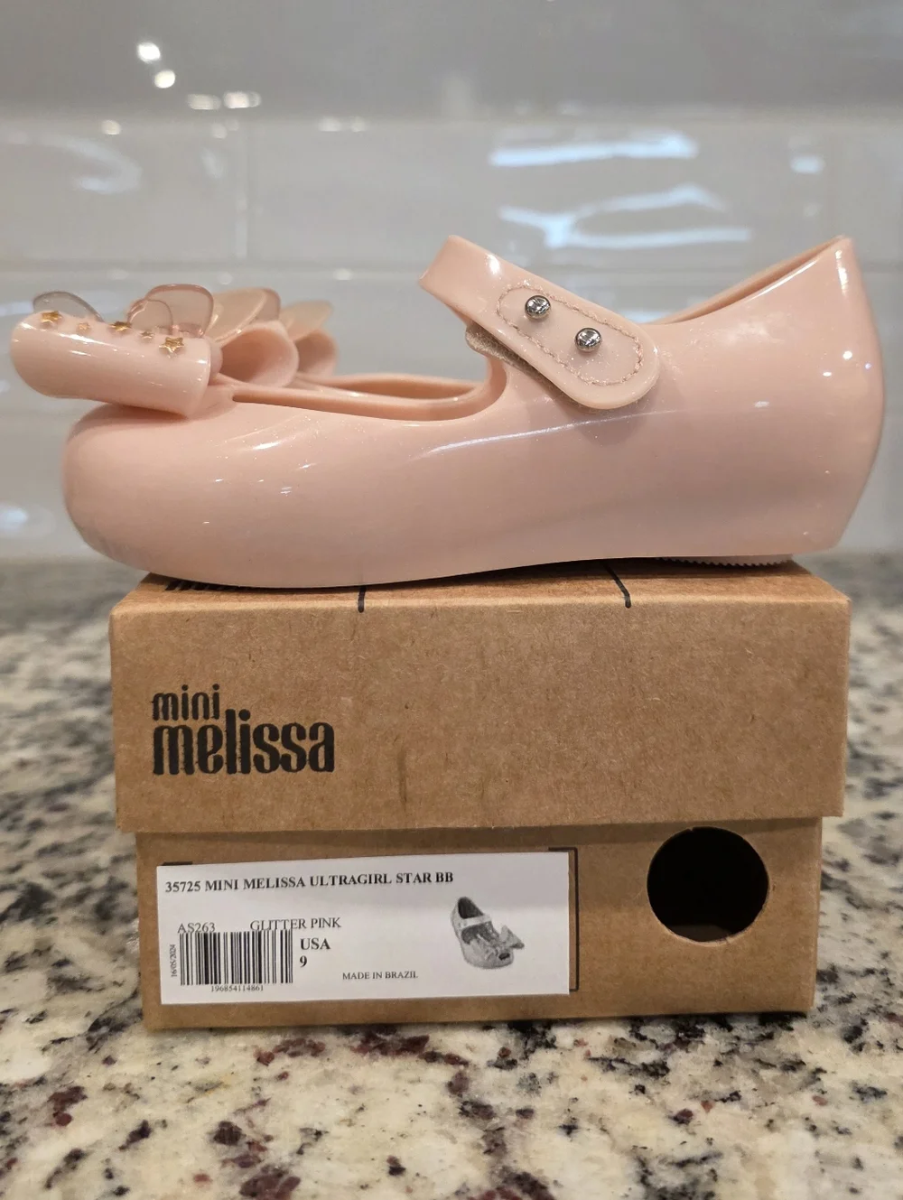 Mini Melissa Toddler Girls' Ultragirl Star II in Glitter Pink - Size 9c NWT/B